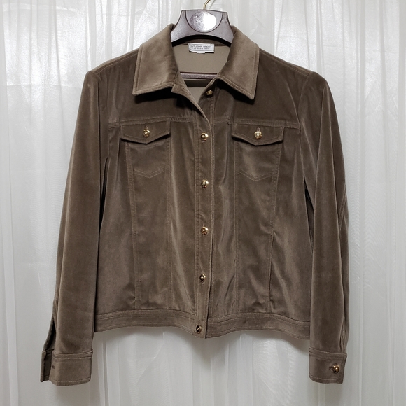 St. John Sport Tan Suede Feel Tan Jacket Sz ?? - Picture 2 of 14
